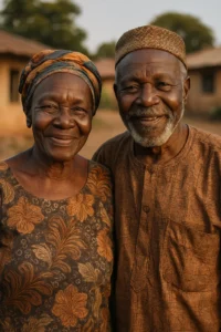 Elderly happy apply couple