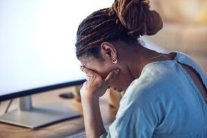 Stressed lady at work